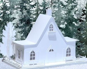 Moss Lodge: Pre-Cut House Kit to make your own Miniature Putz Style Holiday Village - Available in 4 Sizes