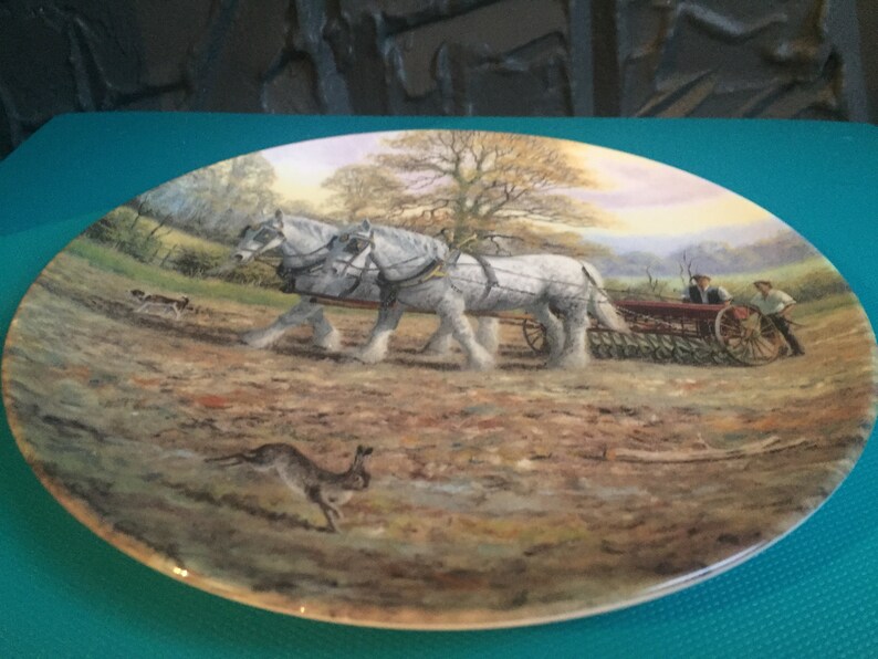 Vintage Limited Edition Royal Doulton 2485A Their Drill to the Furrow Plate Certificate of authenticity