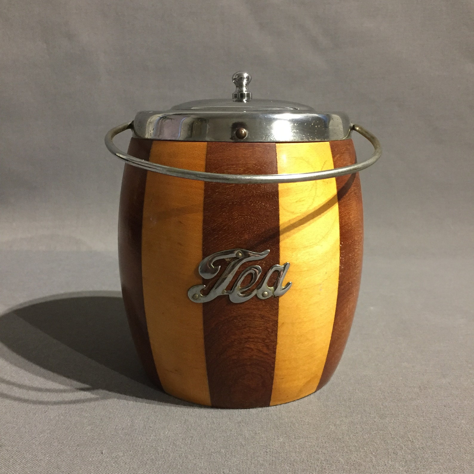 Vintage retro tea holder storage barrel wooden metal gift home Etsy