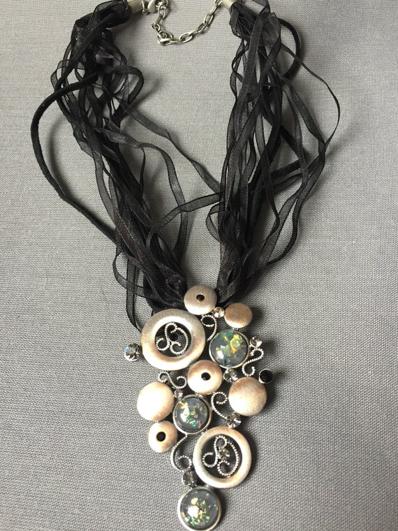 Beautiful vintage wedding party sparkly retro chunky bead retro necklace jewellery jewelry