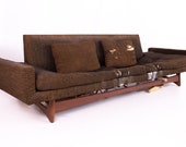 Adrian Pearsall Sled Base Mid Century Walnut Floating 4 Seater Sofa - mcm