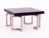 Mid Century Stainless Laminate Side End Table - mcm
