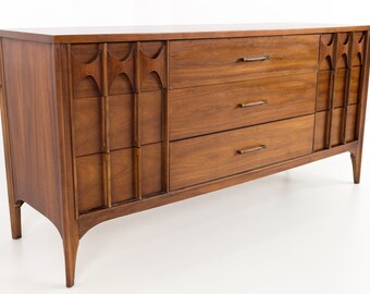Kent Coffey Perspecta 12 Drawer Walnut Dresser Mid Century Etsy