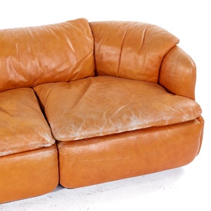 Alberto Roselli for Saporiti Confidential Mid Century Italian Leather Sofa mcm image 9