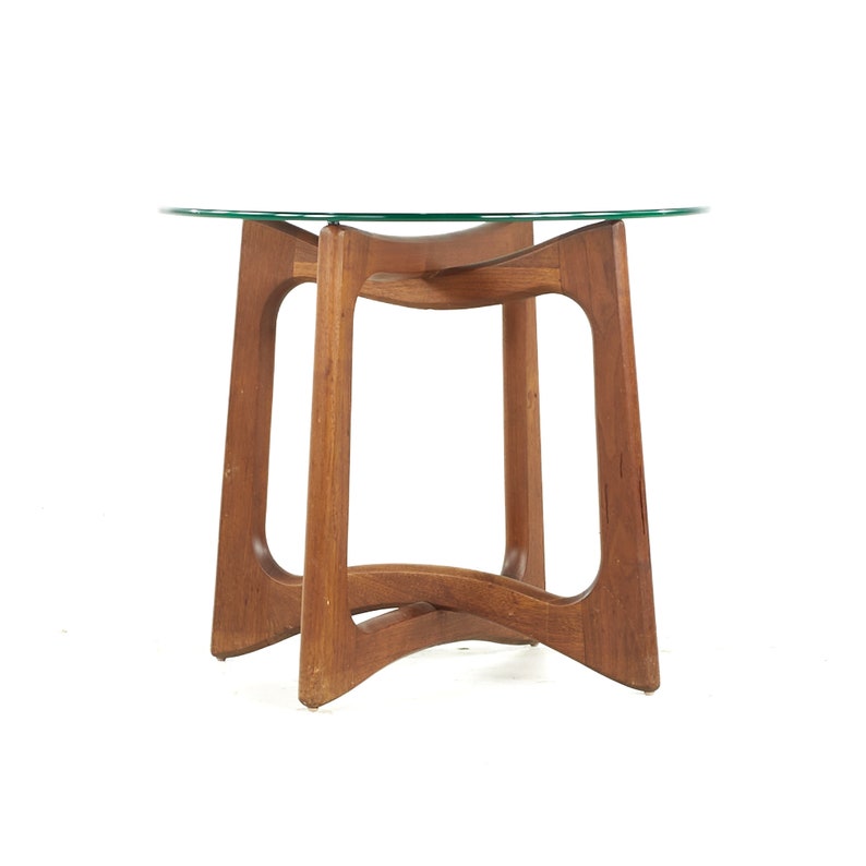 Adrian Pearsall Mid Century Walnut and Glass Side Tables Pair mcm image 6