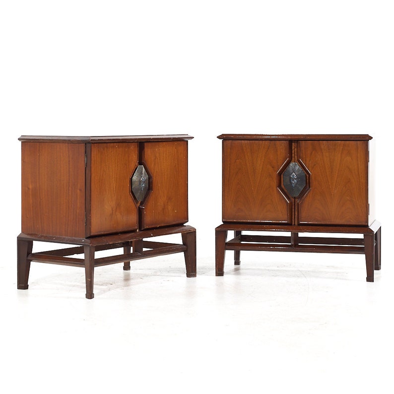 Helen Hobey Baker Mid Century Walnut Nightstands Pair mcm image 2