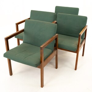 Mid Century Walnut Armchairs Set of 4 mcm image 3