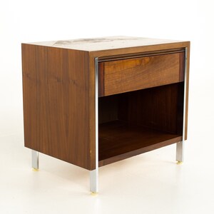 Paul McCobb Style Lane Mid Century Chrome and Walnut Nightstand mcm image 1