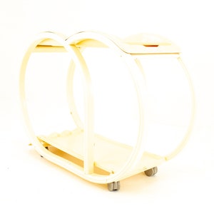 Mid Century Rounded White Plastic Bar Serving Cart mcm image 4