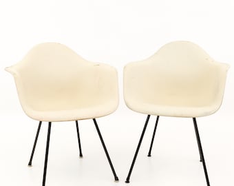 Eames for Herman Miller Mid Century Molded Plastic X-Base Shell Chairs - Pair - mcm