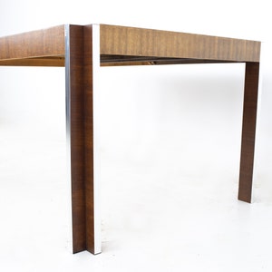 Thomasville Mid Century Walnut and Chrome Inlaid Expanding Dining Table mcm image 4