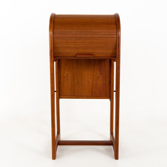 Mid Century Danish Teak Tambour Door Foyer Entry Console Phone Etsy