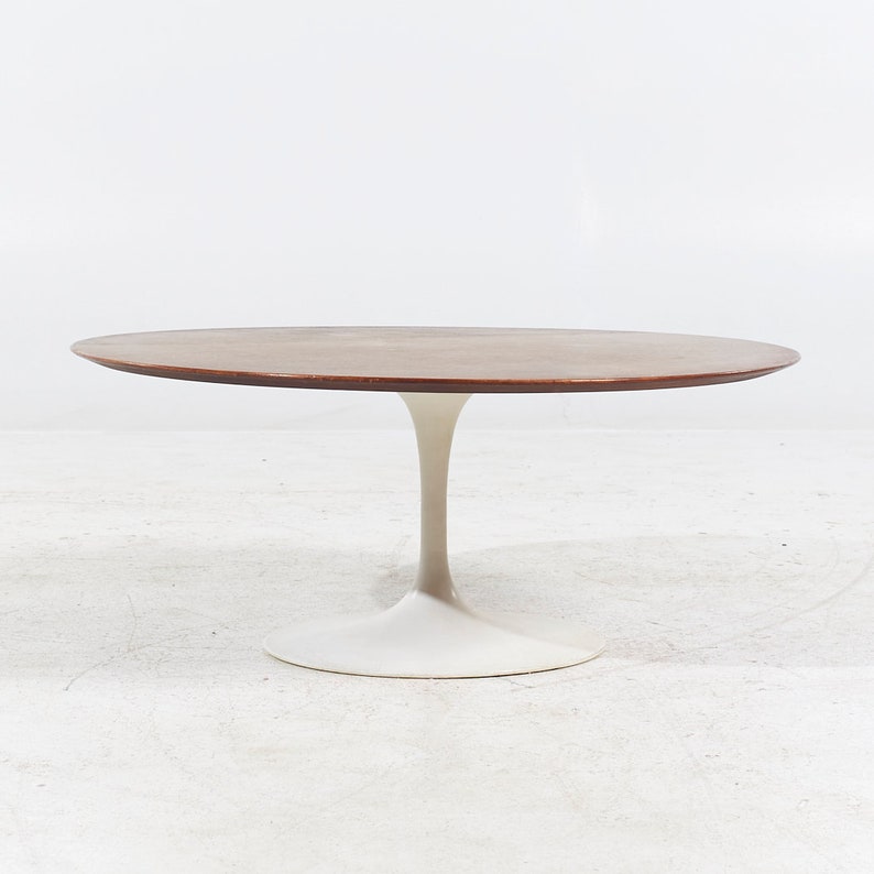Eero Saarinen for Knoll Mid Century Tulip Walnut Coffee Table mcm image 1