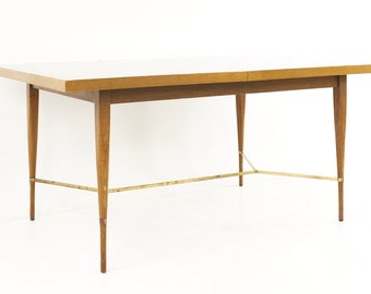 Paul McCobb for Calvin Mid Century Mahogany and Brass Expanding Dining Table - mcm