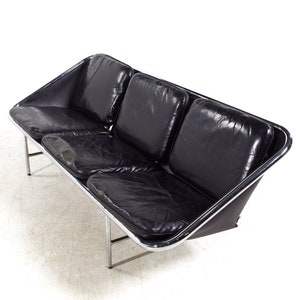 George Nelson for Herman Miller Mid Century Leather and Chrome Sling Sofa mcm image 9