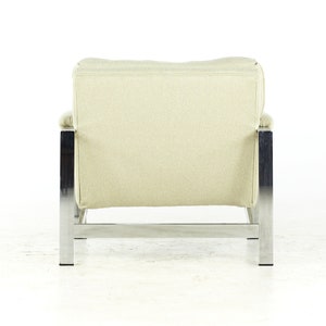Milo Baughman Style Mid Century Italian Flatbar Lounge Chairs Pair mcm image 8