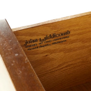 John Widdicomb Mid Century Walnut and Brass Highboy Dresser mcm image 10