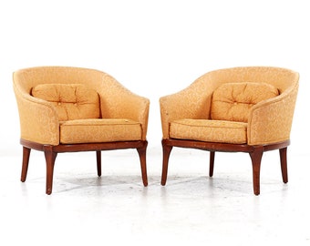 Erwin Lambeth Mid Century Walnut Lounge Chairs - Pair - mcm