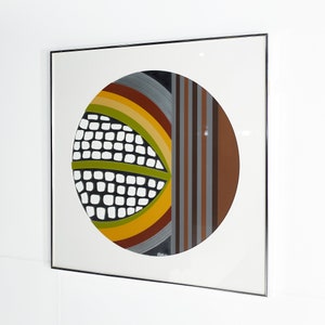 Greg Copeland Mid Century Abstract Circular Framed Mirror Wall Art mcm image 3