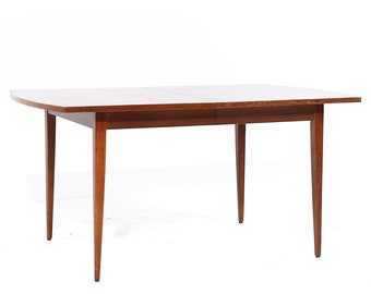 Merton Gershun for American of Martinsville Mid Century Walnut Expanding Dining Table with 2 Leaves - mcm