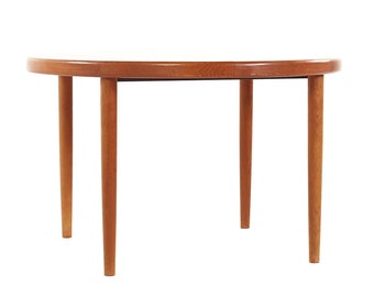 Kofod Larsen Mid Century Teak Expanding Dining Table 2 Leaves - mcm