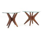 Adrian Pearsall Mid Century Jacks Walnut Side End Tables - Pair - mcm