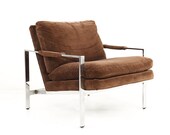 Milo Baughman for Thayer Coggin Mid Century Flat Bar Chrome Lounge Chair - mcm