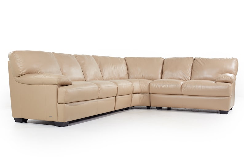 Natuzzi Mid Century Leather Sectional Sofa mcm image 2