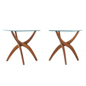Forest Wilson Mid Century Walnut Side Tables Pair mcm image 1