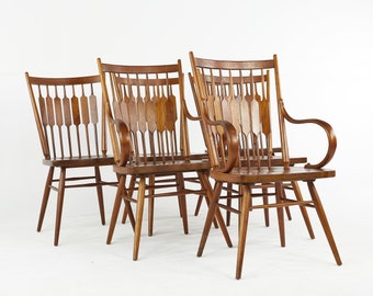 Kipp Stewart for Drexel Centennial Mid Century Walnut Dining Chairs - Set of 6 - mcm