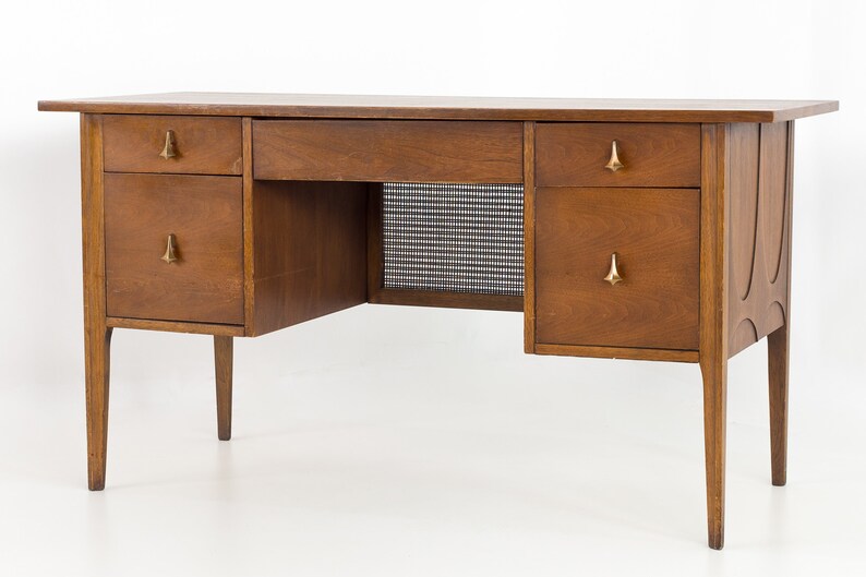 Broyhill Brasilia Mid Century Walnut Executive Desk Mcm