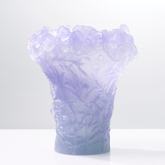 Daum French Pate De Verre Hibiscus Lavender Vase - Etsy