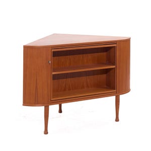 Torbjørn Afdal Norwegian Teak Corner Revolving Bar Cabinet - mcm