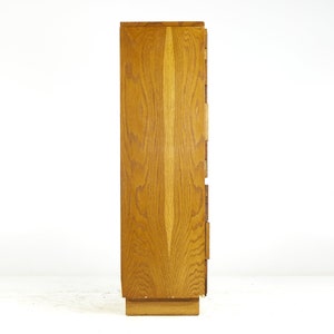 Lane Staccato Brutalist Mid Century Oak Armoire mcm image 4