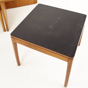 Kipp Stewart for Drexel Declaration Mid Century Black Laminate and Walnut Nesting Table Set mcm image 9