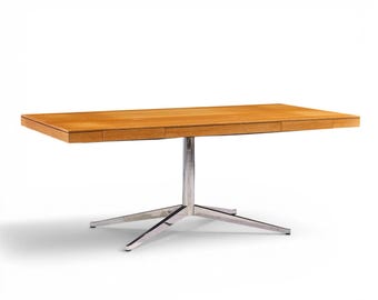 Florence Knoll Mid Century Walnut and Chrome Partner Desk - mcm