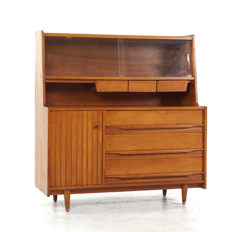 Crawford Furniture Mid Century Maple China Cabinet mcm image 1