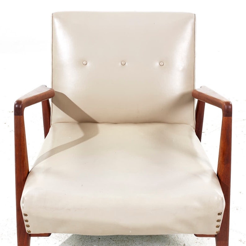 Jens Risom Mid Century Model U430 Walnut Lounge Chair mcm image 9