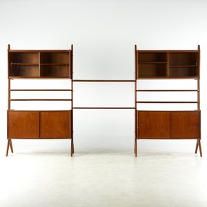 Erik Buch Mid Century 3 Bay Teak Freestanding Wall Unit mcm image 2