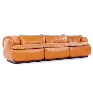 Alberto Roselli for Saporiti Confidential Mid Century Italian Leather Sofa mcm image 1