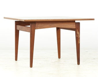 Jens Risom Mid Century Walnut Side Coffee Table - mcm