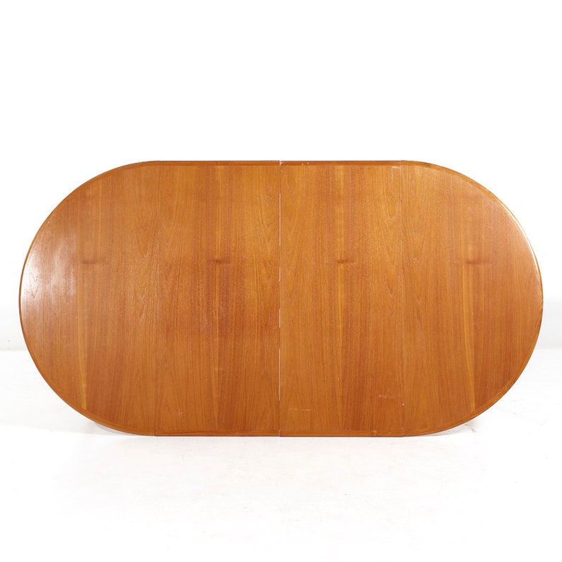 William Watting Style Mid Century Danish Teak Expanding Dining Table with 2 Leaves mcm image 8
