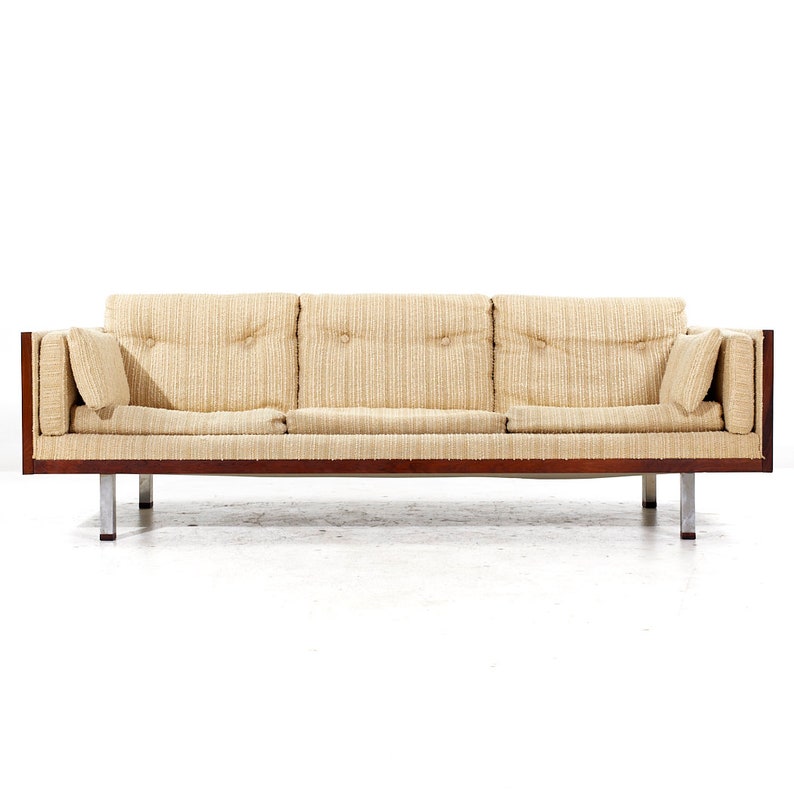 Milo Baughman Style Jydsk Mobelfabrik Mid Century Danish Rosewood Case Sofa mcm image 2