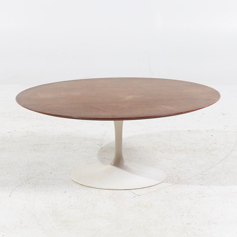 Eero Saarinen for Knoll Mid Century Tulip Walnut Coffee Table mcm image 3