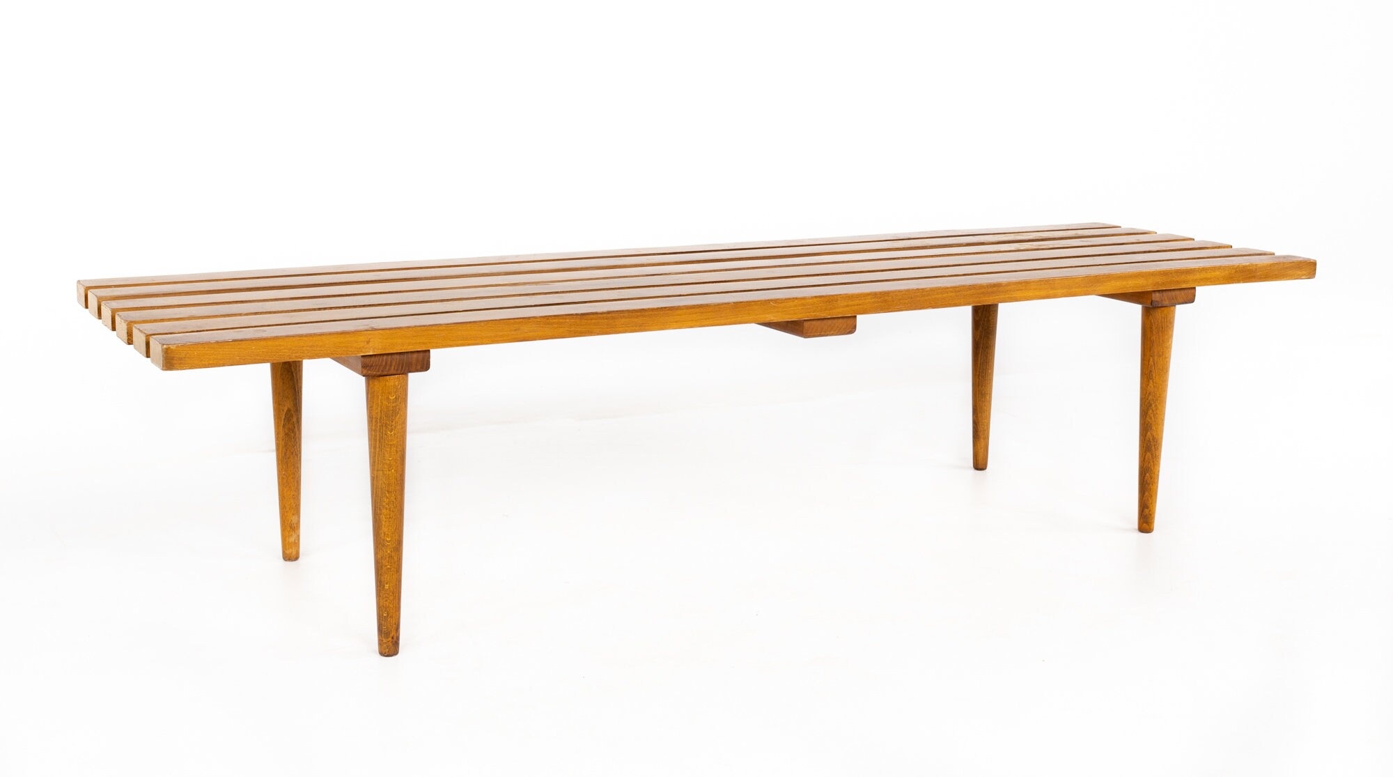 Vintage mid century slat bench hotsell