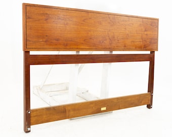 Edward Wormley for Dunbar Mid Century Walnut Rosewood and Brass Headboard - mcm