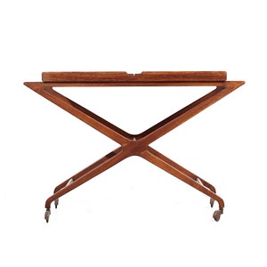 Tomlinson Sophisticate Mid Century Walnut Expanding Bar Cart mcm image 2