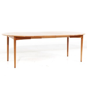 William Watting Style Mid Century Danish Teak Expanding Dining Table with 2 Leaves mcm image 9