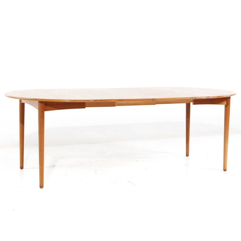 William Watting Style Mid Century Danish Teak Expanding Dining Table with 2 Leaves mcm image 9
