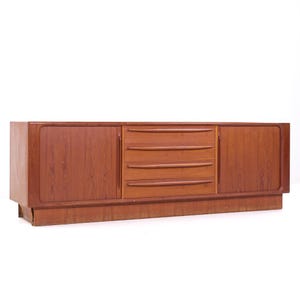 Bernhard Pedersen & Son Mid Century Danish Modern Teak Tambour Door Sideboard Credenza - mcm